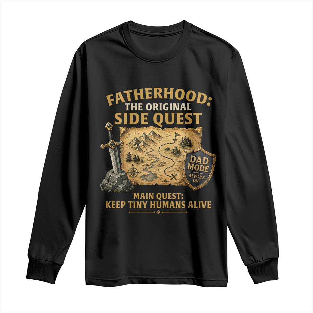RPG Dad Long Sleeve Shirt Fatherhood The Original Side Quest Dad Mode D20 Tabletop Games TS11 Black Print Your Wear