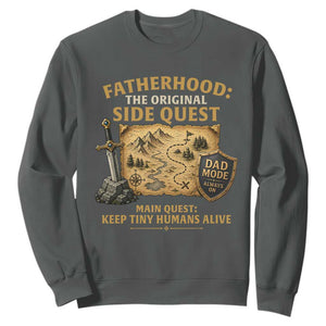 RPG Dad Sweatshirt Fatherhood The Original Side Quest Dad Mode D20 Tabletop Games TS11 Dark Heather Print Your Wear