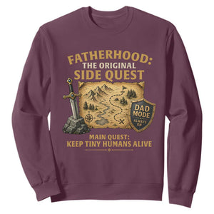 RPG Dad Sweatshirt Fatherhood The Original Side Quest Dad Mode D20 Tabletop Games TS11 Maroon Print Your Wear