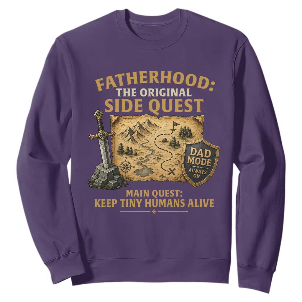 RPG Dad Sweatshirt Fatherhood The Original Side Quest Dad Mode D20 Tabletop Games TS11 Purple Print Your Wear