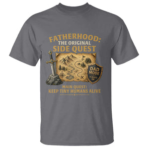RPG Dad – Fatherhood The Original Side Quest T-Shirt – D20 Tabletop Gamer Dad Tee TS11 Charcoal Print Your Wear