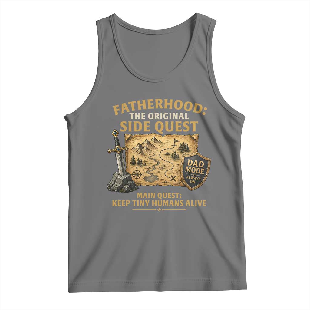 RPG Dad Tank Top Fatherhood The Original Side Quest Dad Mode D20 Tabletop Games TS11 Black Heather Print Your Wear