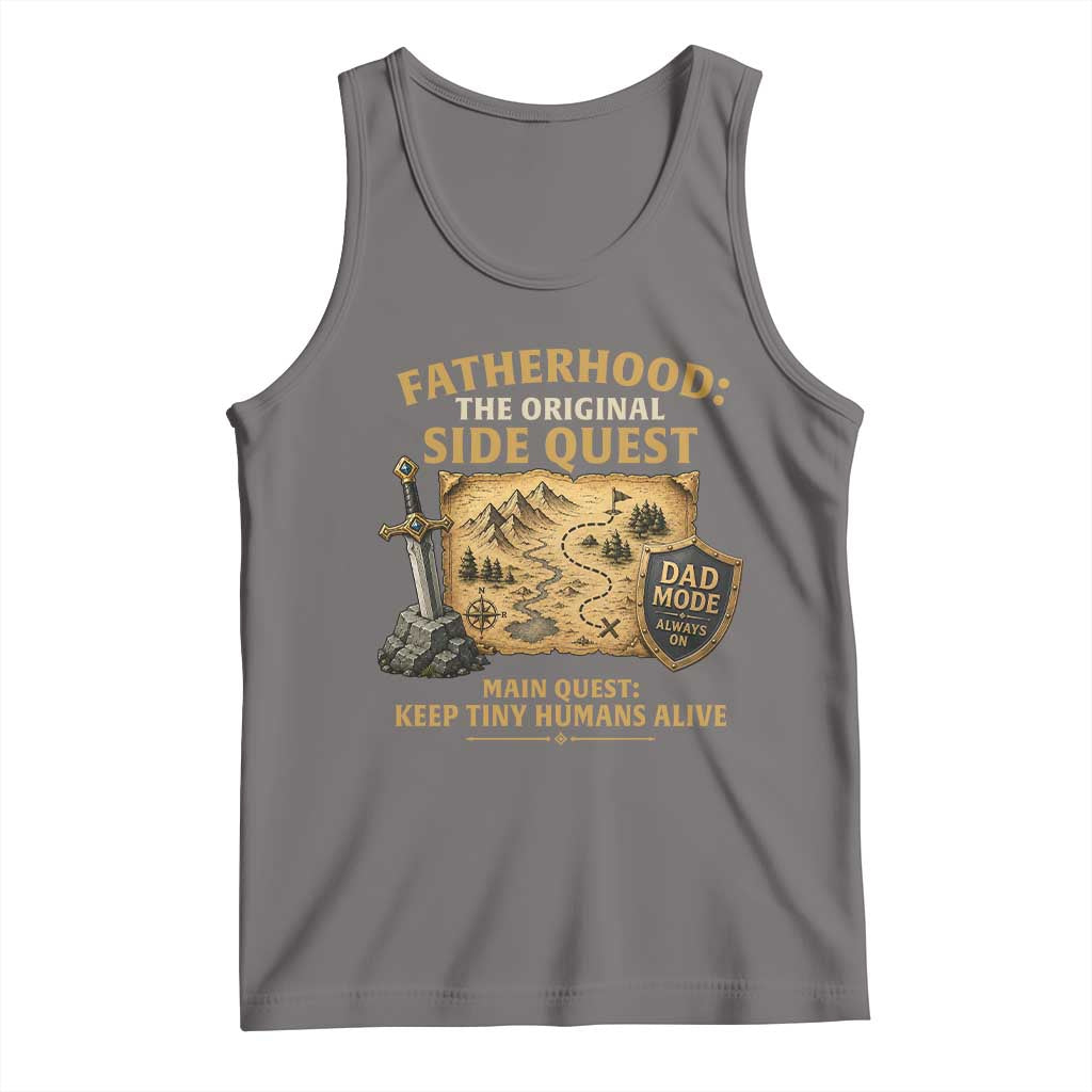 RPG Dad Tank Top Fatherhood The Original Side Quest Dad Mode D20 Tabletop Games TS11 Deep Heather Print Your Wear