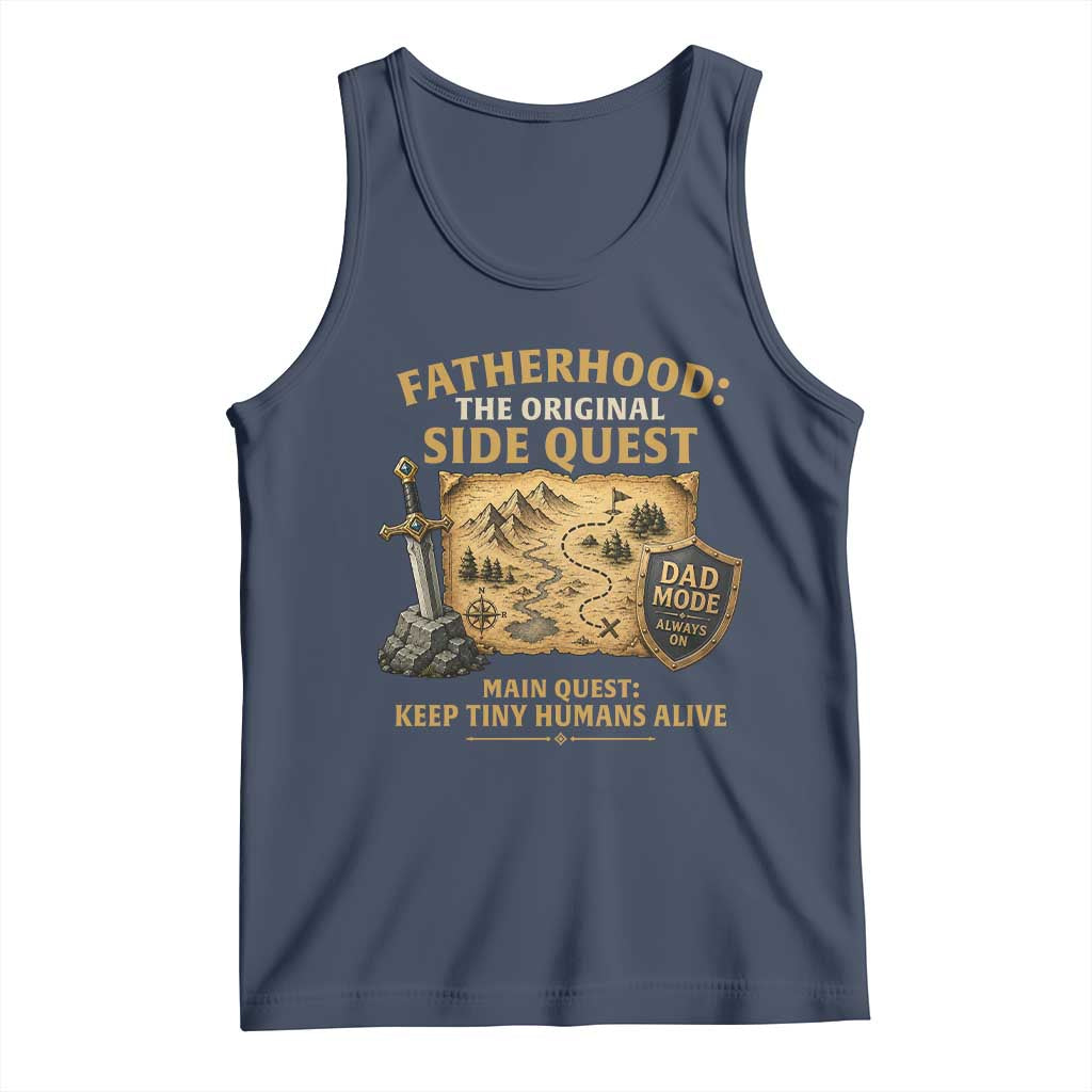 RPG Dad Tank Top Fatherhood The Original Side Quest Dad Mode D20 Tabletop Games TS11 Navy Print Your Wear