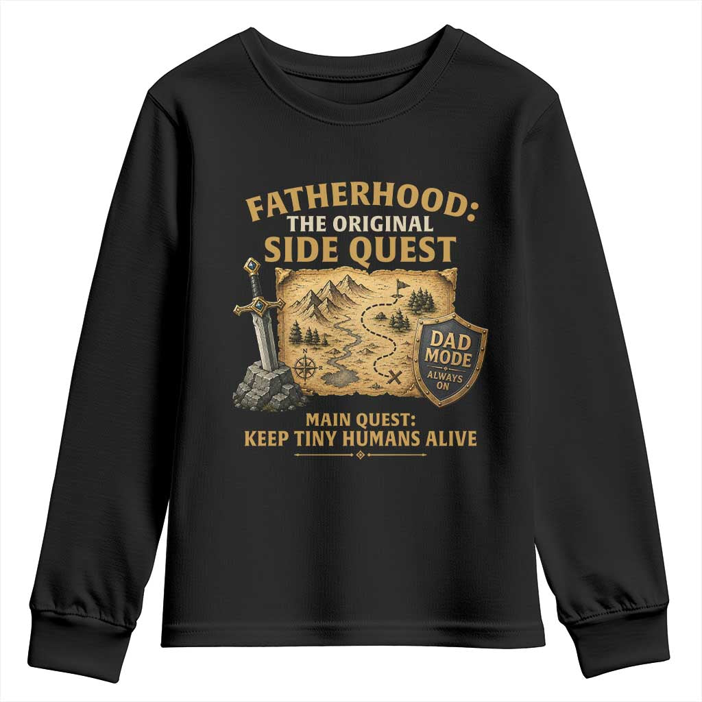 RPG Dad Youth Sweatshirt Fatherhood The Original Side Quest Dad Mode D20 Tabletop Games TS11 Black Print Your Wear
