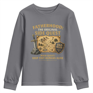 RPG Dad Youth Sweatshirt Fatherhood The Original Side Quest Dad Mode D20 Tabletop Games TS11 Charcoal Print Your Wear