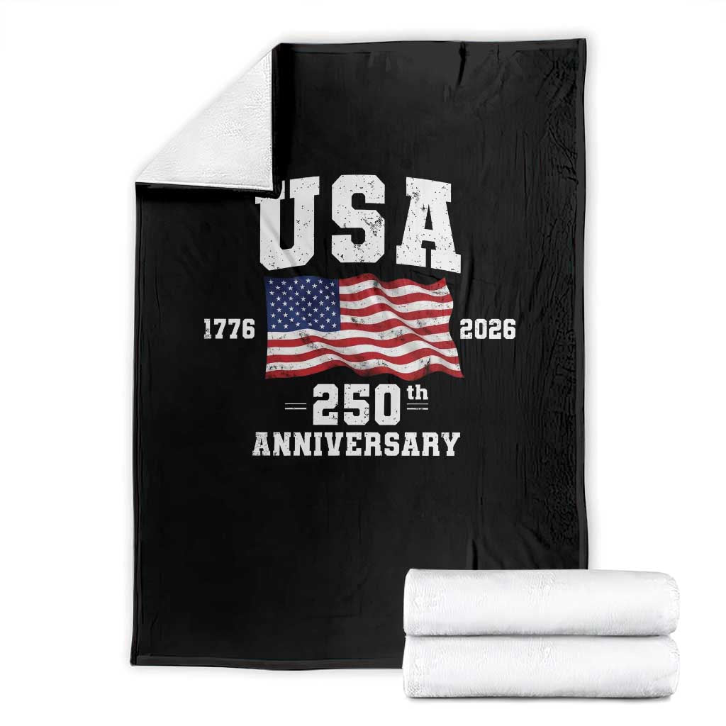 250th Anniversary USA 4th of July America US Flag Patriotic Throw Blanket TS11 Black Print Your Wear