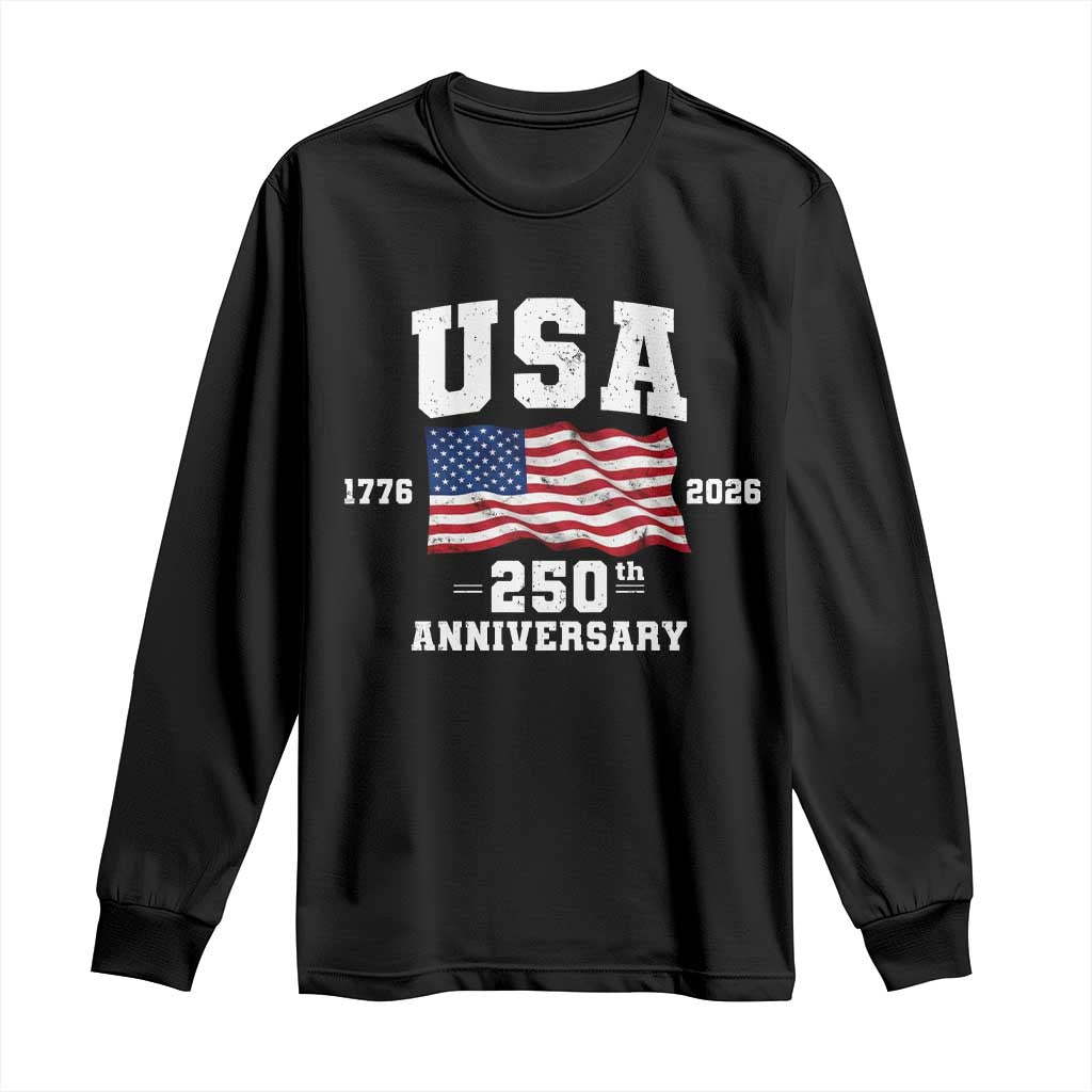 250th Anniversary USA 4th of July America US Flag Patriotic Long Sleeve Shirt TS11 Black Print Your Wear