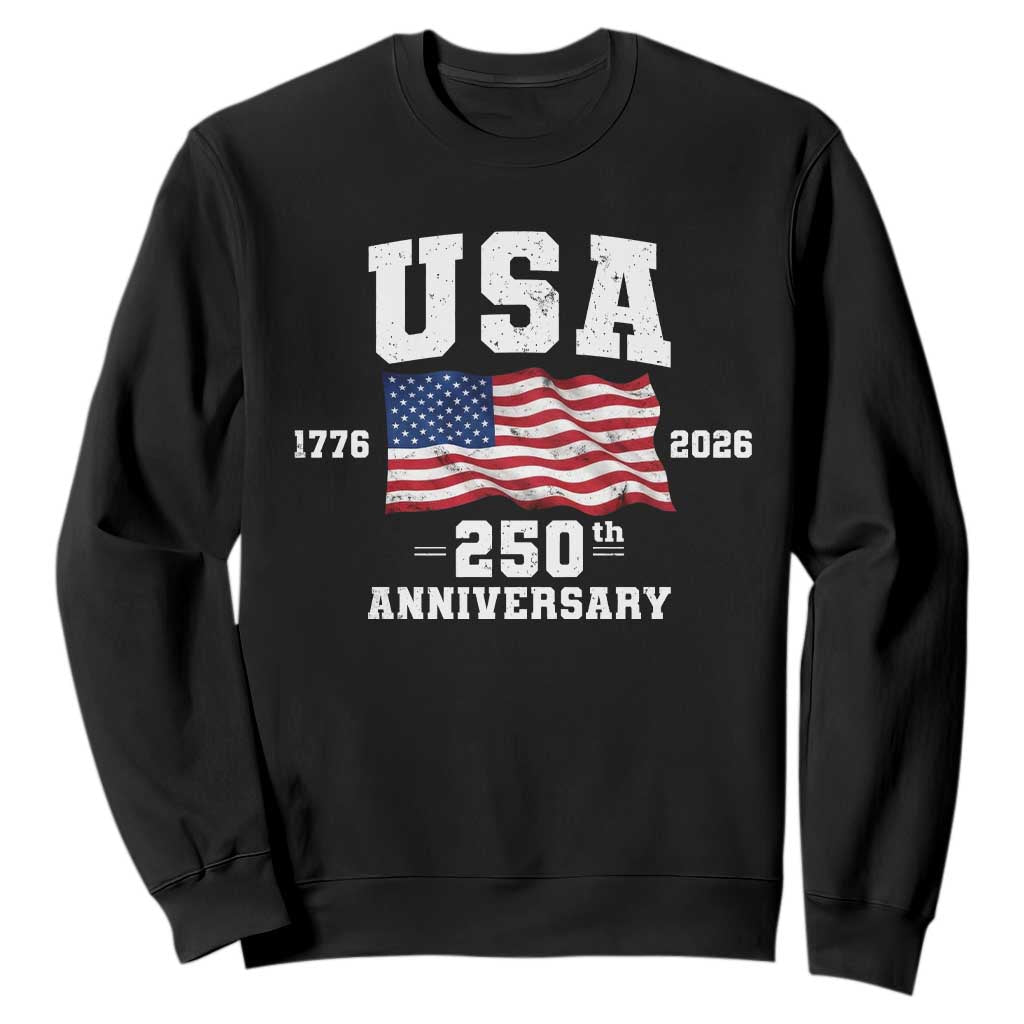 250th Anniversary USA 4th of July America US Flag Patriotic Sweatshirt TS11 Black Print Your Wear