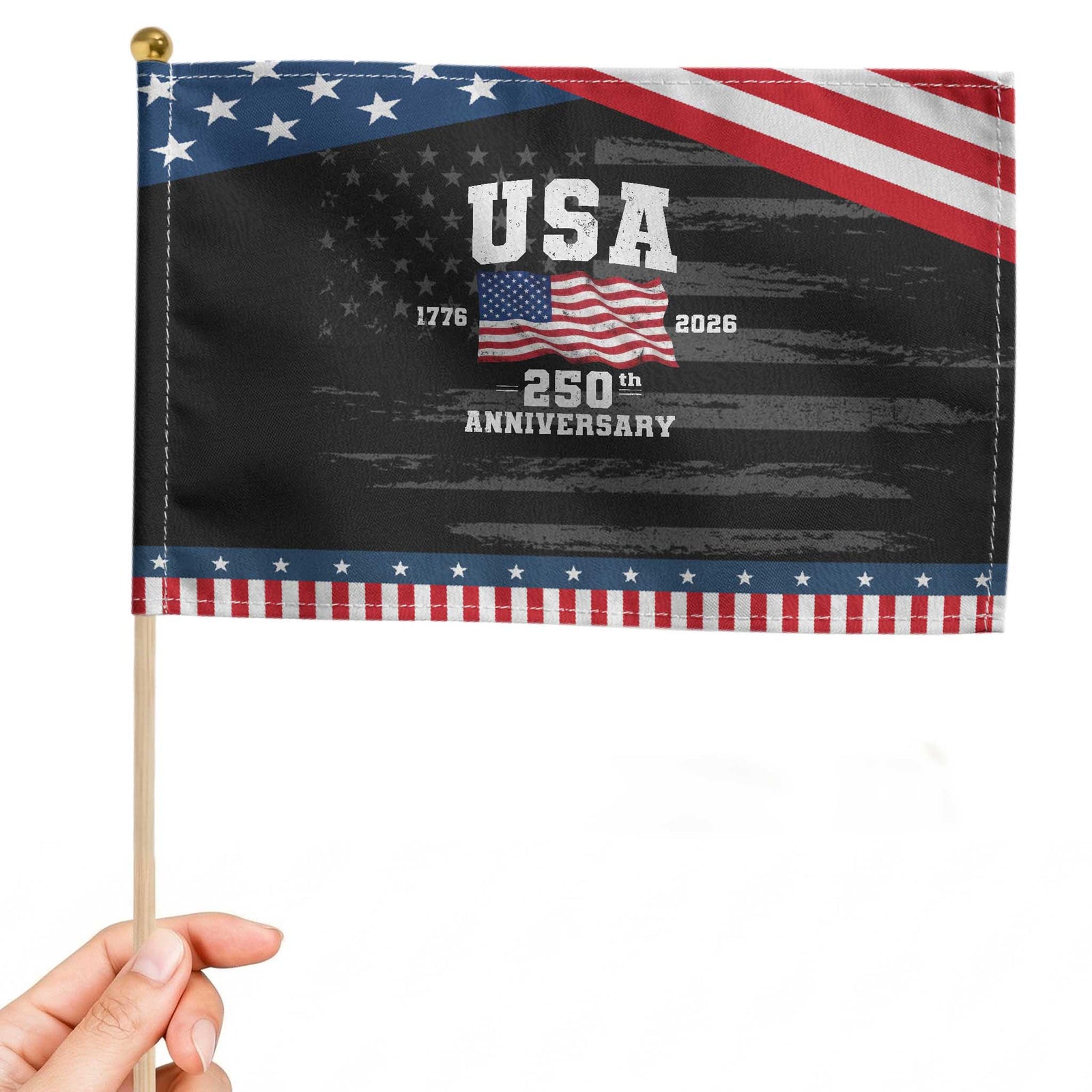 250th Anniversary USA 4th of July America US Flag Patriotic Patriotic Handheld Flag TS11 Distressed 8.2
