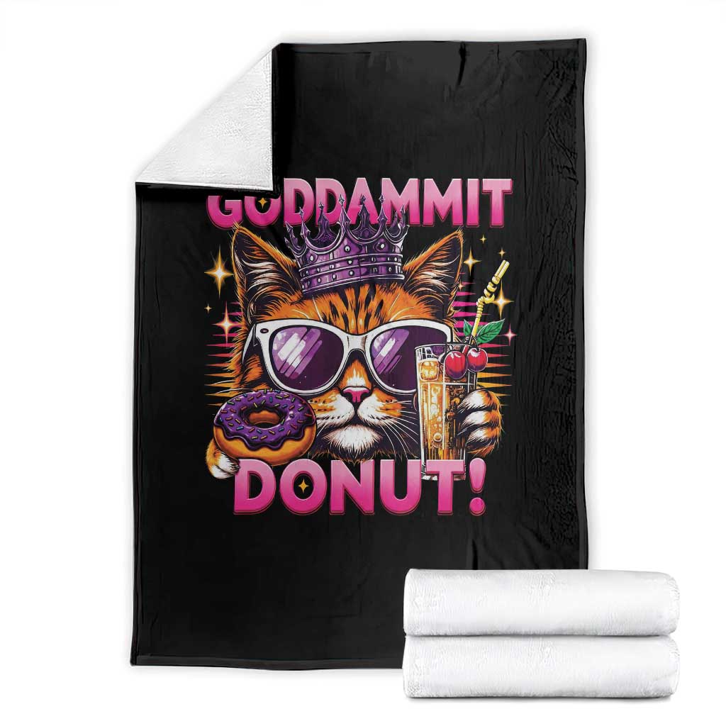 Funny Goddammit Cat Princess Meme Throw Blanket Cartoon Style TS11 Black Print Your Wear