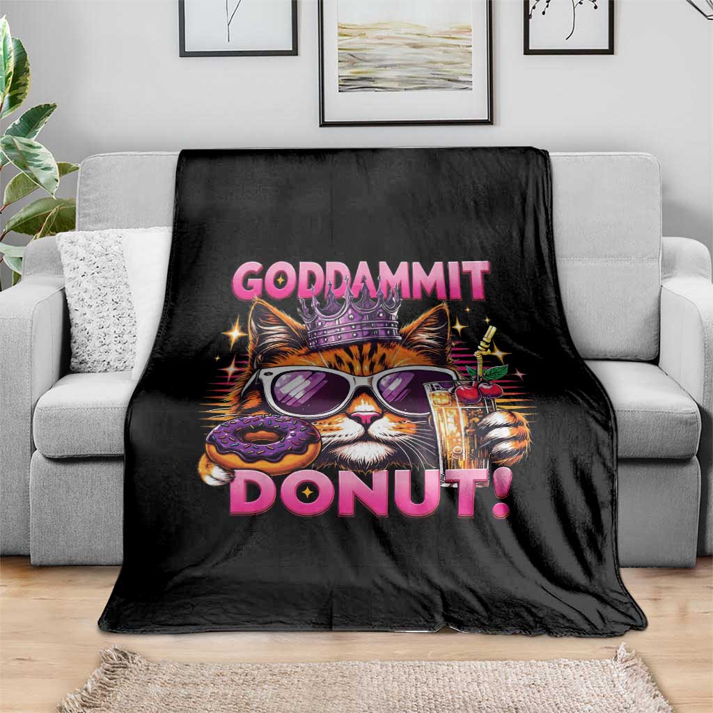 Funny Goddammit Cat Princess Meme Throw Blanket Cartoon Style TS11 Print Your Wear
