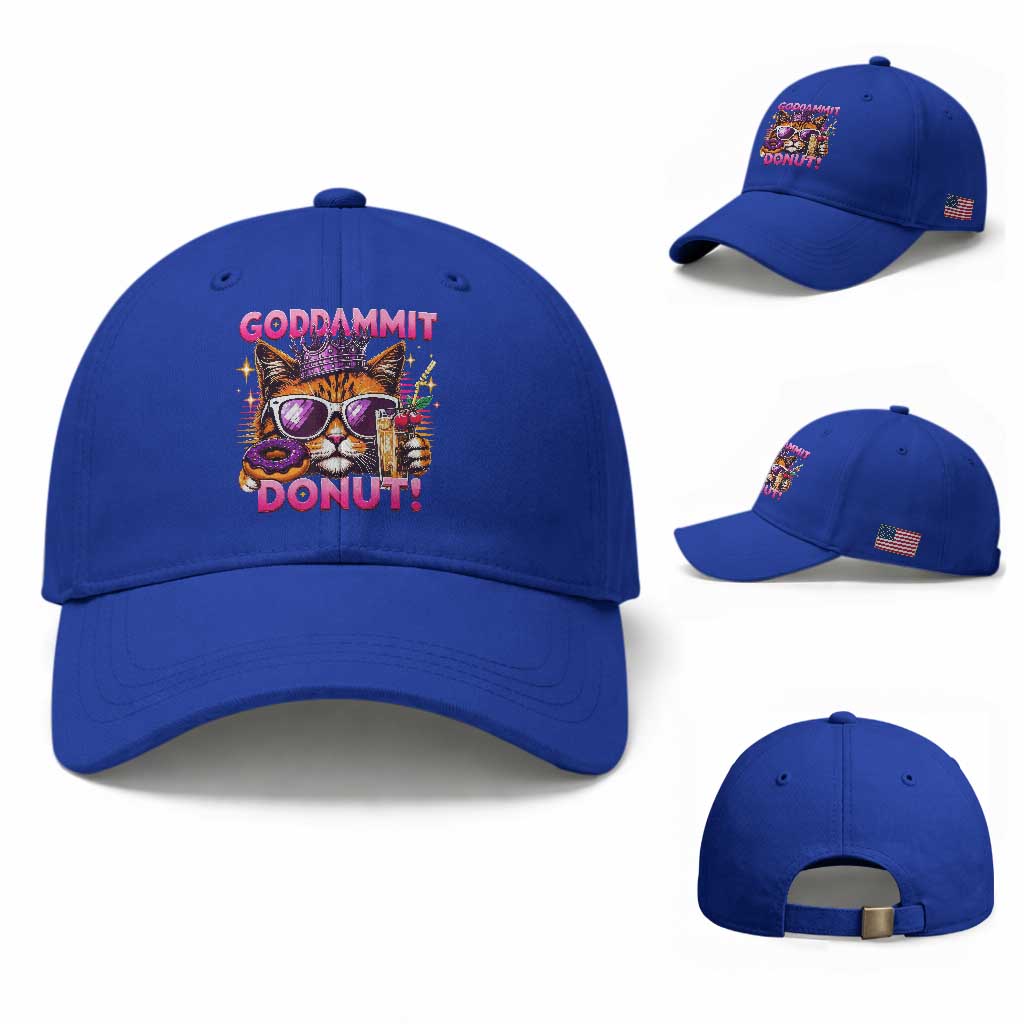 Funny Goddammit Cat Princess Meme Baseball Cap Cartoon Style TS11 Baseball Cap Universal Fit Royal Blue Print Your Wear