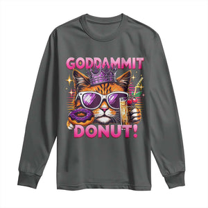 Funny Goddammit Cat Princess Meme Long Sleeve Shirt Cartoon Style TS11 Dark Heather Print Your Wear