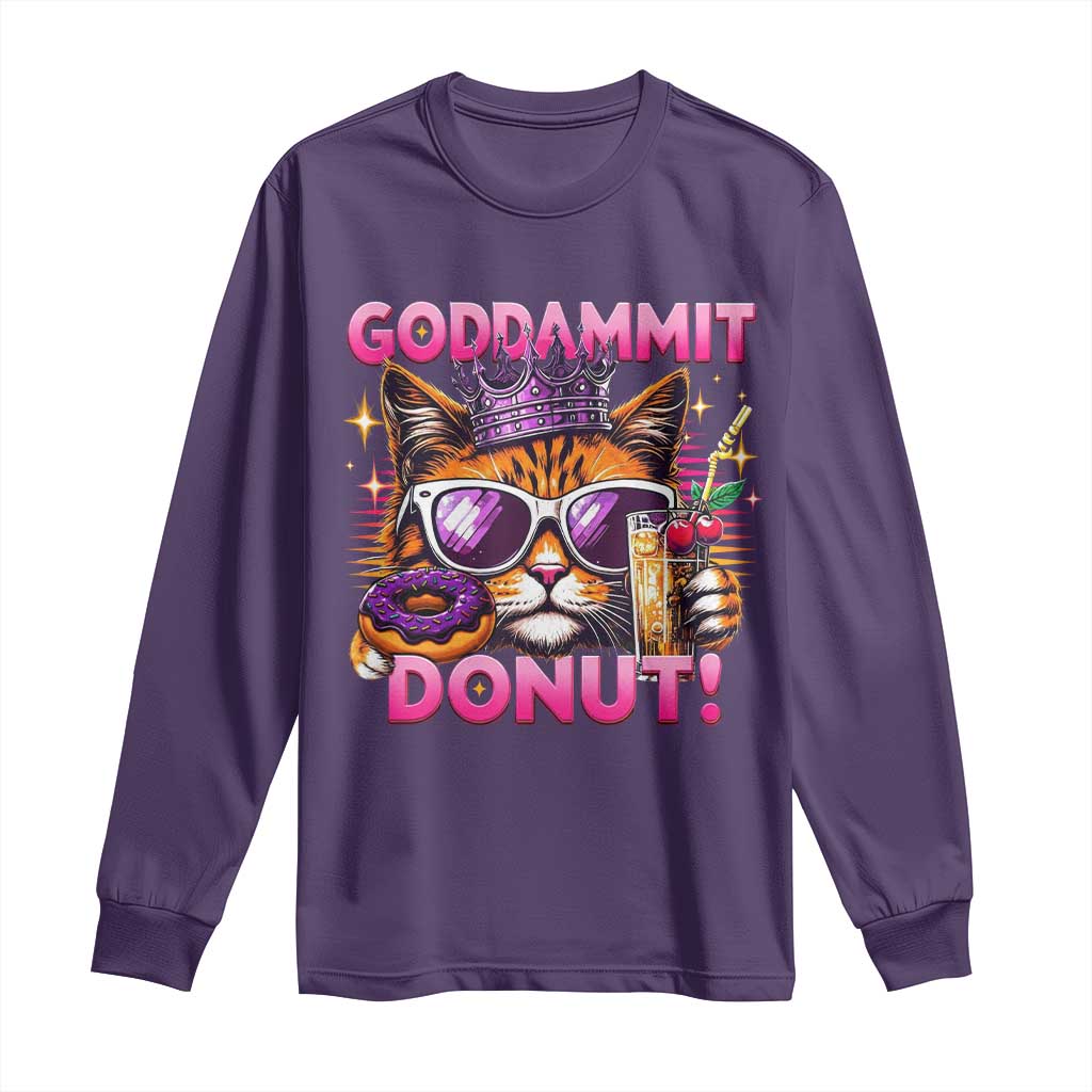 Funny Goddammit Cat Princess Meme Long Sleeve Shirt Cartoon Style TS11 Purple Print Your Wear