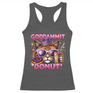 Funny Goddammit Cat Princess Meme Racerback Tank Top Cartoon Style TS11 Dark Heather Print Your Wear