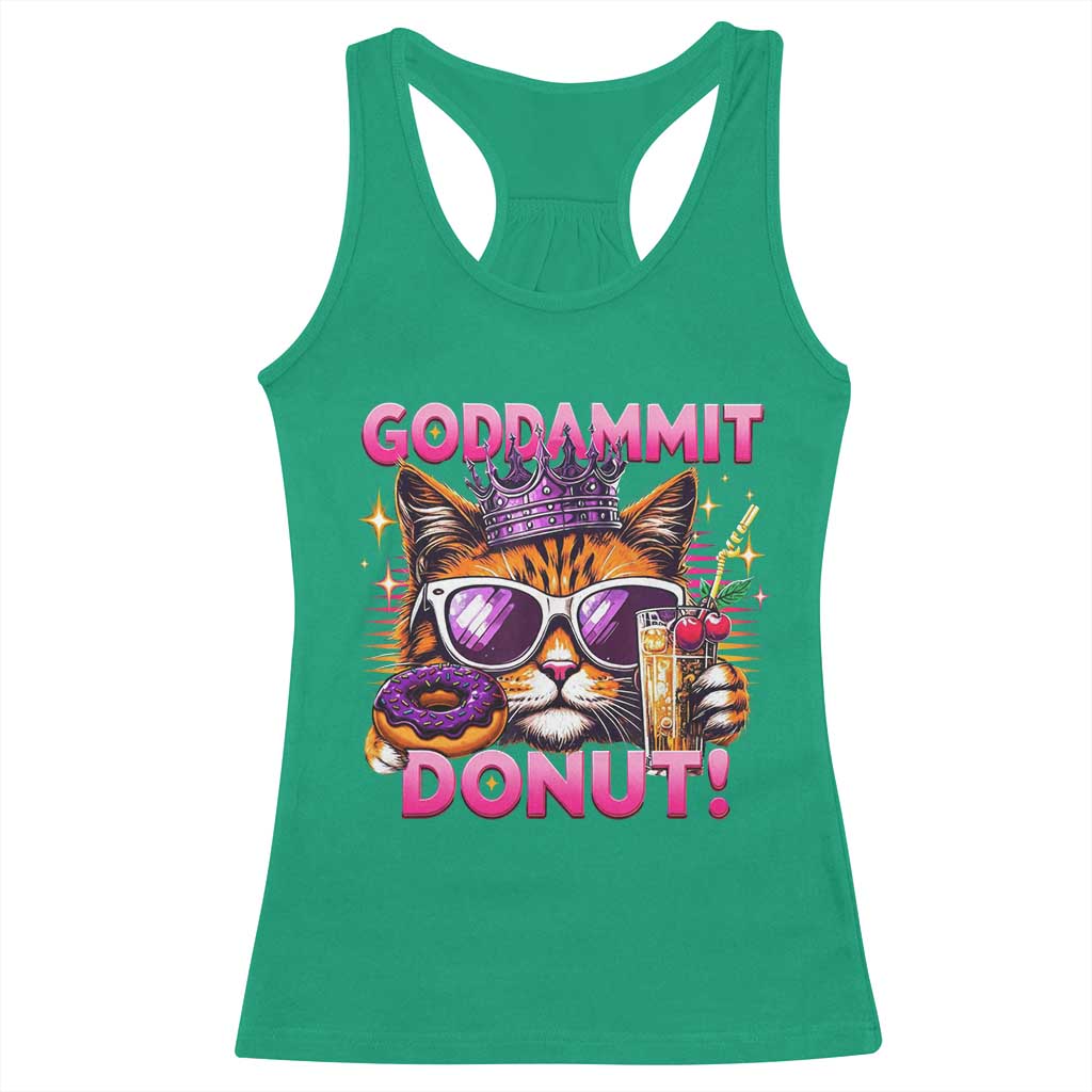 Funny Goddammit Cat Princess Meme Racerback Tank Top Cartoon Style TS11 Irish Green Print Your Wear