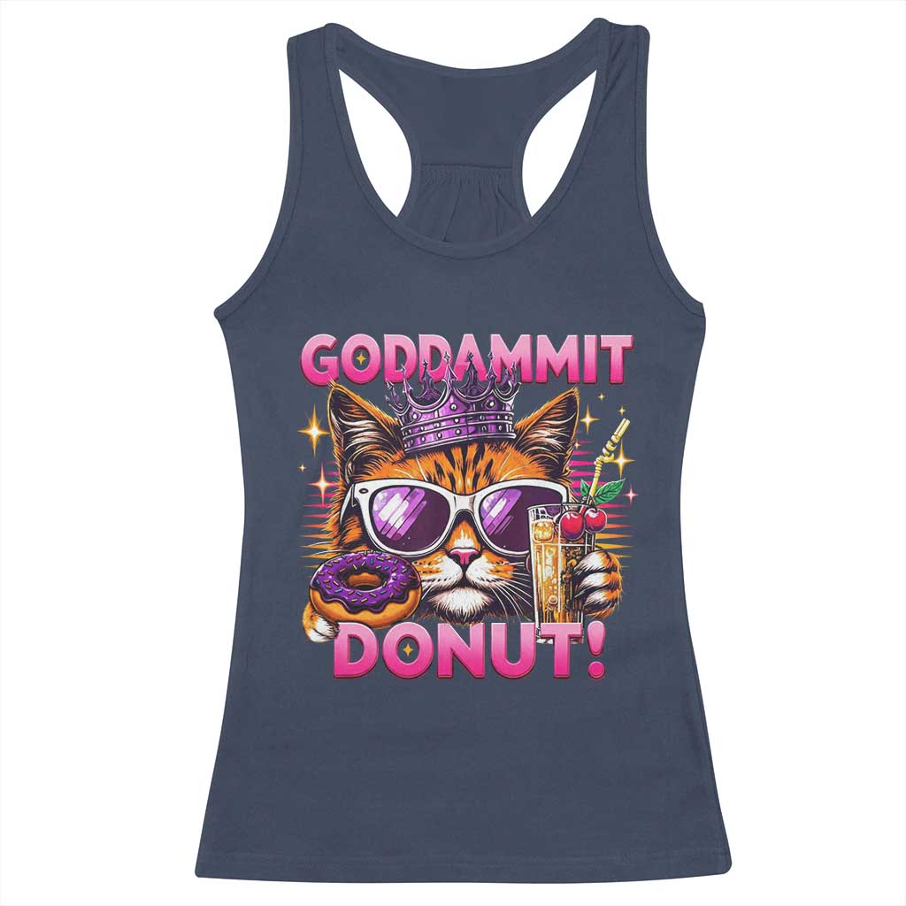 Funny Goddammit Cat Princess Meme Racerback Tank Top Cartoon Style TS11 Navy Print Your Wear