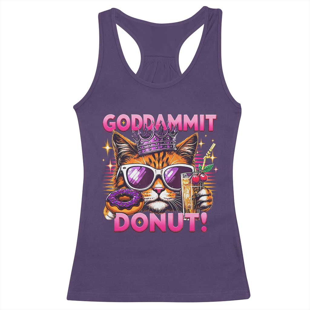 Funny Goddammit Cat Princess Meme Racerback Tank Top Cartoon Style TS11 Purple Print Your Wear