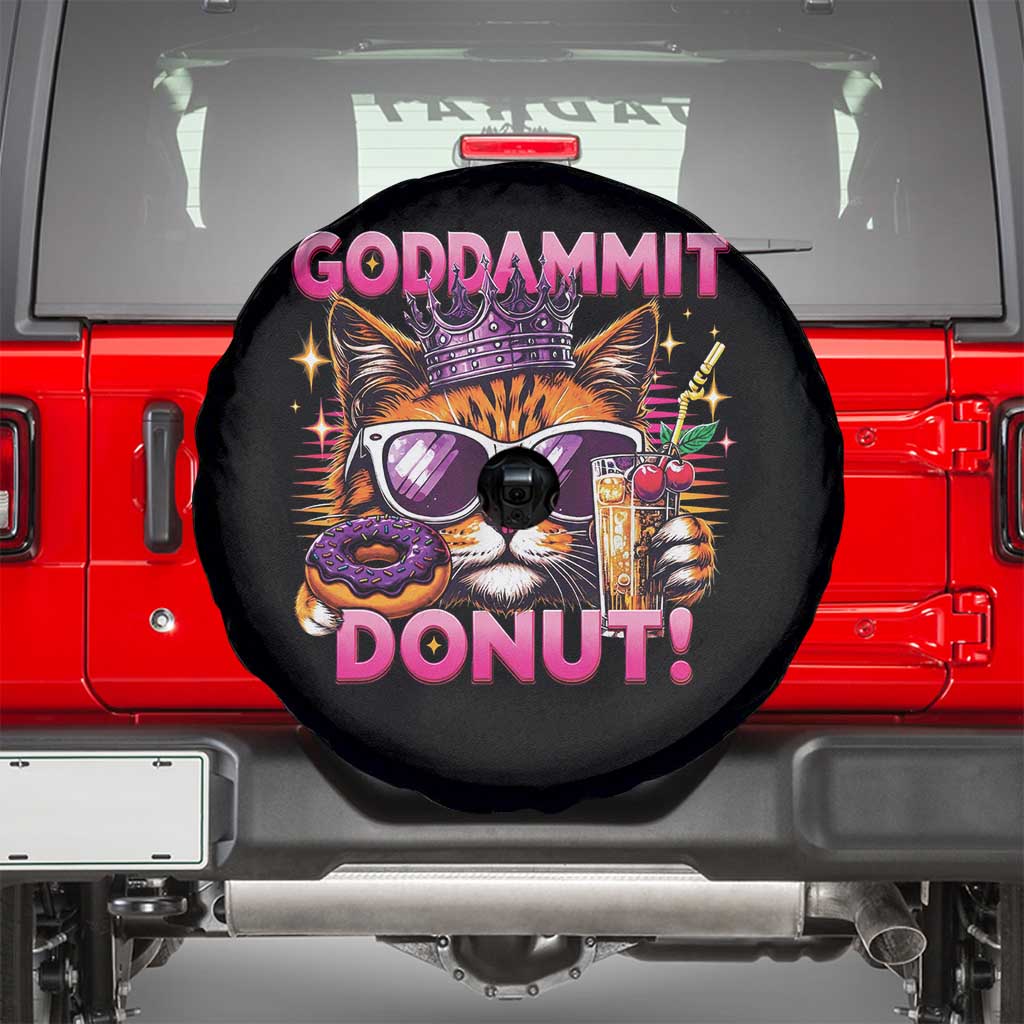 Funny Goddammit Cat Princess Meme Spare Tire Cover Cartoon Style TS11 Black Print Your Wear