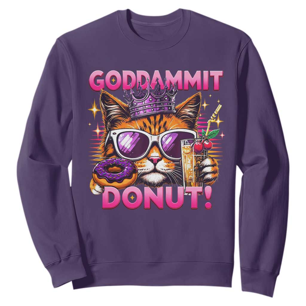 Funny Goddammit Cat Princess Meme Sweatshirt Cartoon Style TS11 Purple Print Your Wear