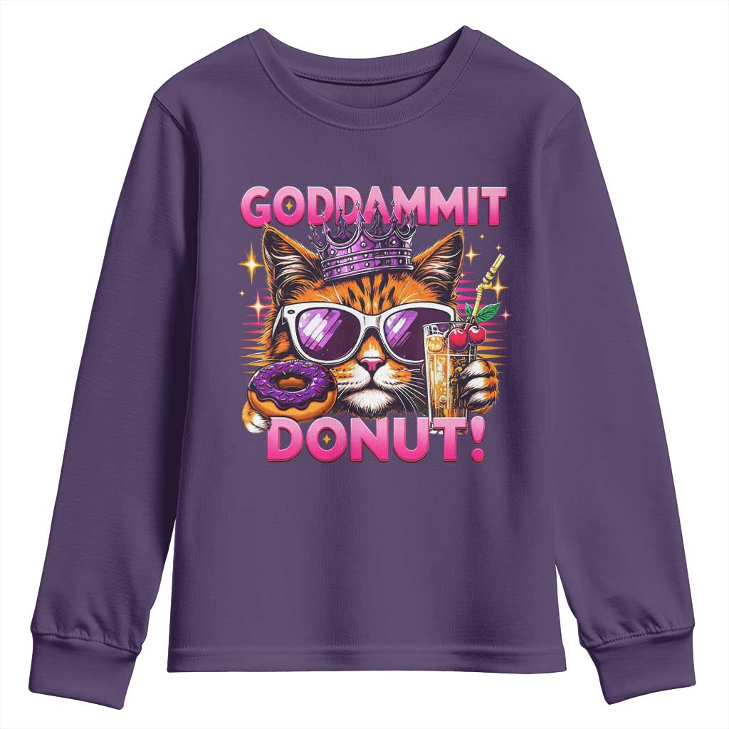 Funny Goddammit Cat Princess Meme Youth Sweatshirt Cartoon Style TS11 Purple Print Your Wear