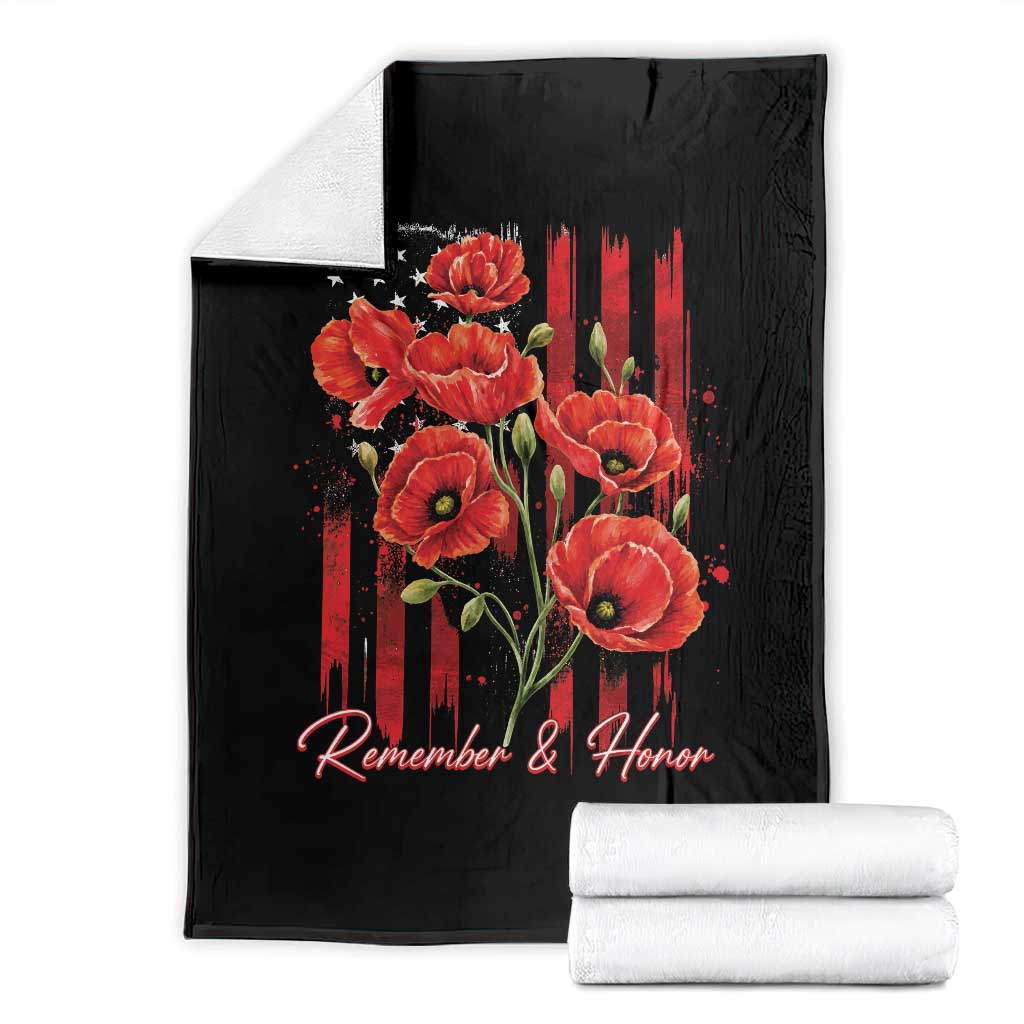 Remember And Honor Memorial Day Throw Blanket Red Poppy Flowers TS11 Black Print Your Wear