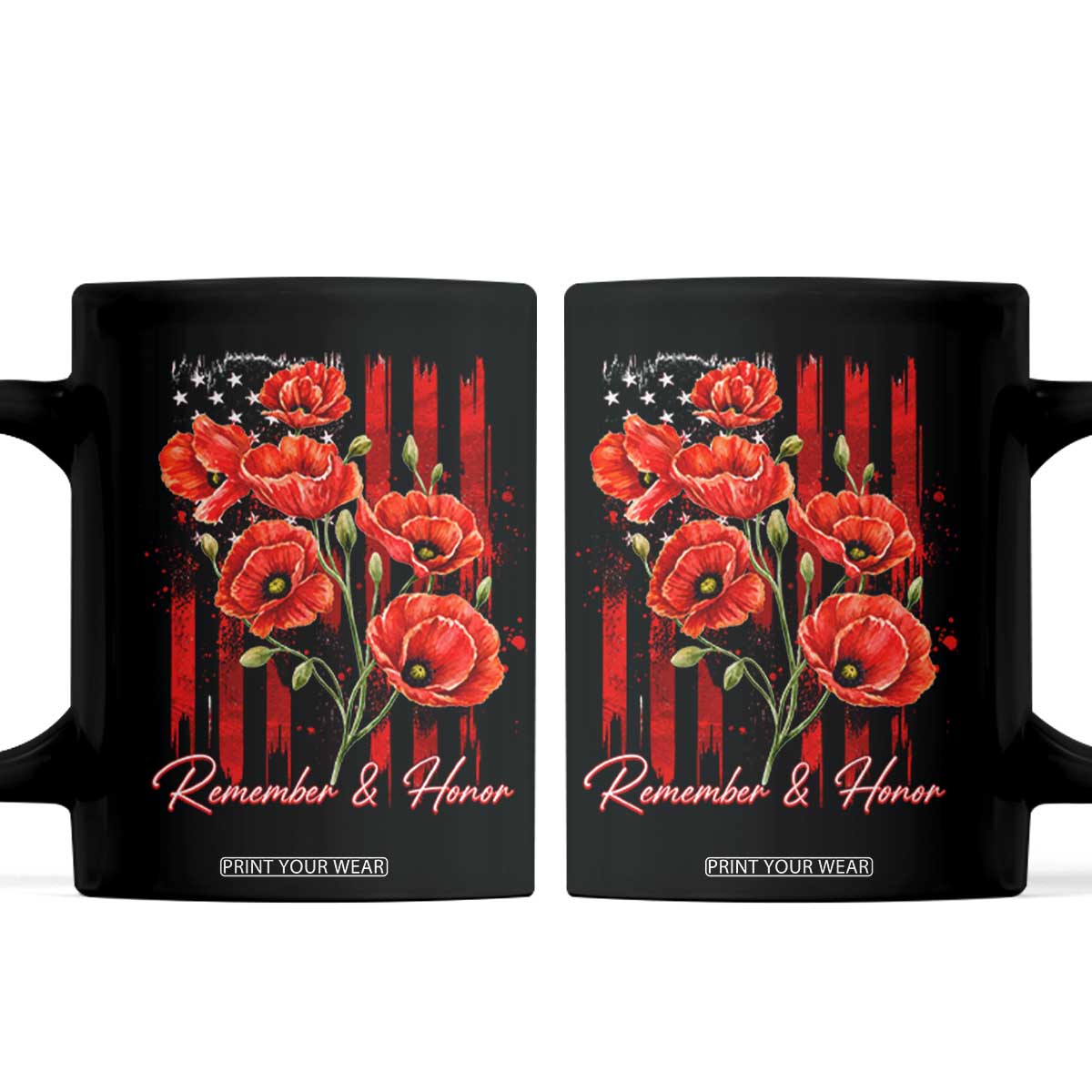 Remember And Honor Memorial Day Coffee Mug Red Poppy Flowers TS11 Black Print Your Wear