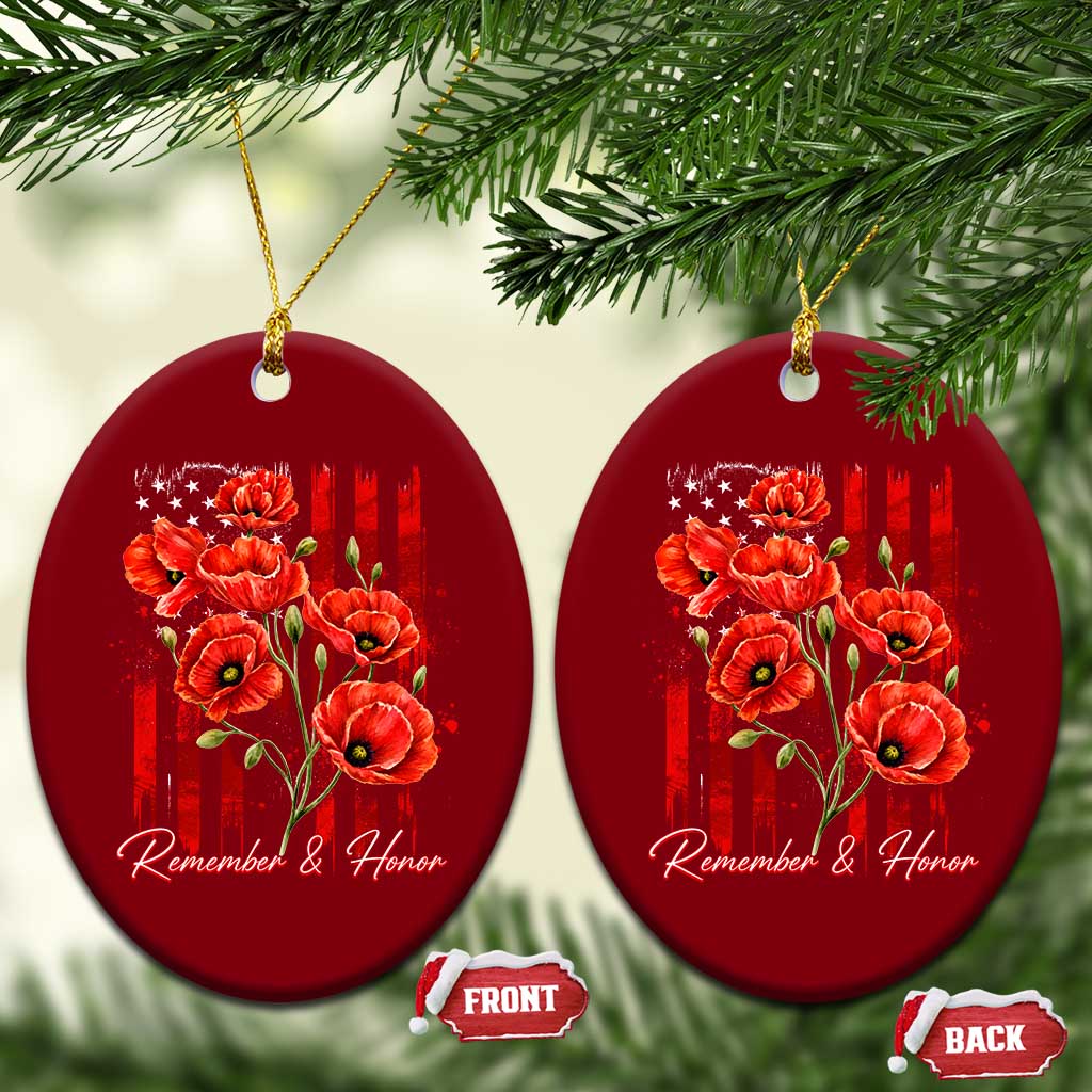 Remember And Honor Memorial Day Ceramic Ornament Red Poppy Flowers TS11 Print Your Wear