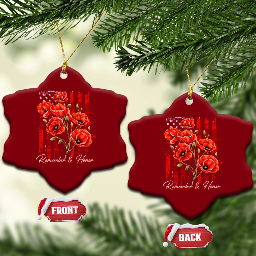 Remember And Honor Memorial Day Ceramic Ornament Red Poppy Flowers TS11 Print Your Wear