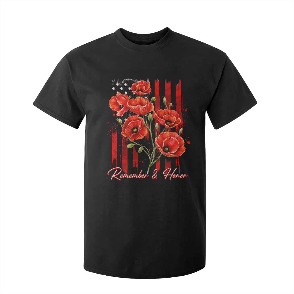Remember And Honor Memorial Day T Shirt For Kid Red Poppy Flowers TS11 Black Print Your Wear