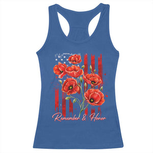 Remember And Honor Memorial Day Racerback Tank Top Red Poppy Flowers TS11 Royal Blue Print Your Wear