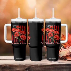 Remember And Honor Memorial Day Tumbler With Handle Red Poppy Flowers TS11 Print Your Wear
