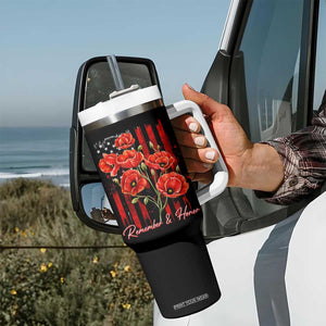 Remember And Honor Memorial Day Tumbler With Handle Red Poppy Flowers TS11 Print Your Wear