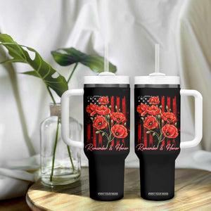 Remember And Honor Memorial Day Tumbler With Handle Red Poppy Flowers TS11 Print Your Wear