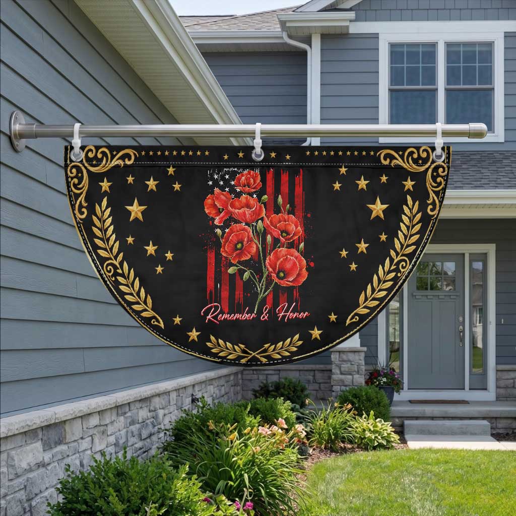 Remember And Honor Memorial Day Patriotic Fan Flag Red Poppy Flowers TS11 2pcs pack Vintage Black Print Your Wear