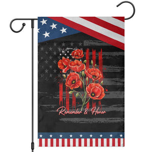 Remember And Honor Memorial Day Patriotic Garden Flag Red Poppy Flowers TS11 Distressed Black Blue Print Your Wear