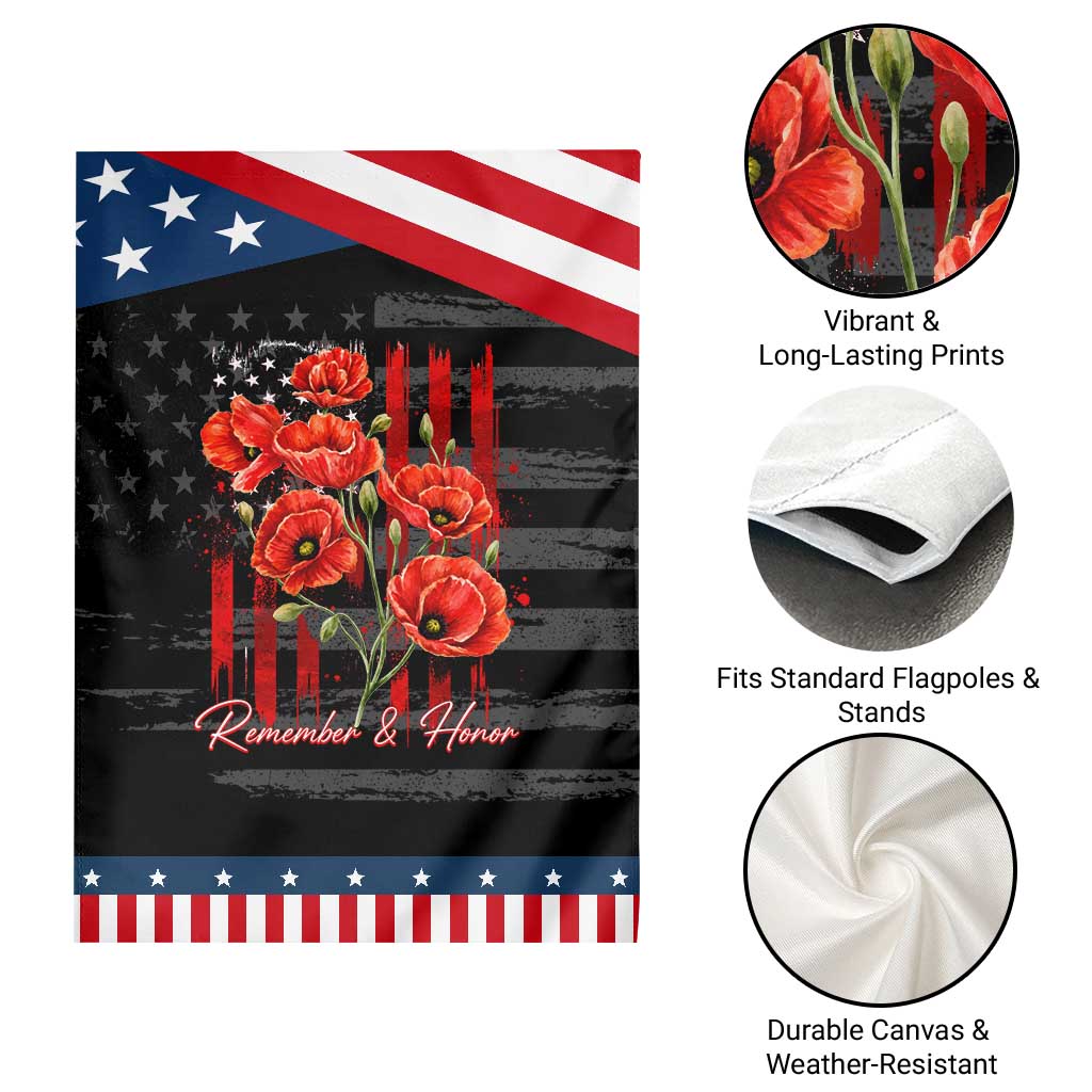 Remember And Honor Memorial Day Patriotic Garden Flag Red Poppy Flowers TS11 Print Your Wear
