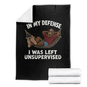 In My Defense I Was Left Unsupervised Funny Bigfoot Throw Blanket TS11 Black Print Your Wear
