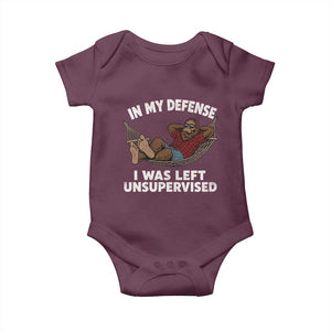 In My Defense I Was Left Unsupervised Funny Bigfoot Baby Onesie TS11 Maroon Print Your Wear