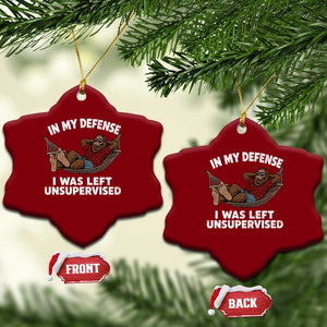 In My Defense I Was Left Unsupervised Funny Bigfoot Ceramic Ornament TS11 Print Your Wear