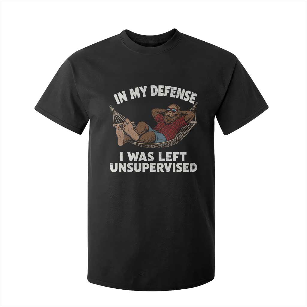 In My Defense I Was Left Unsupervised Funny Bigfoot T Shirt For Kid TS11 Black Print Your Wear