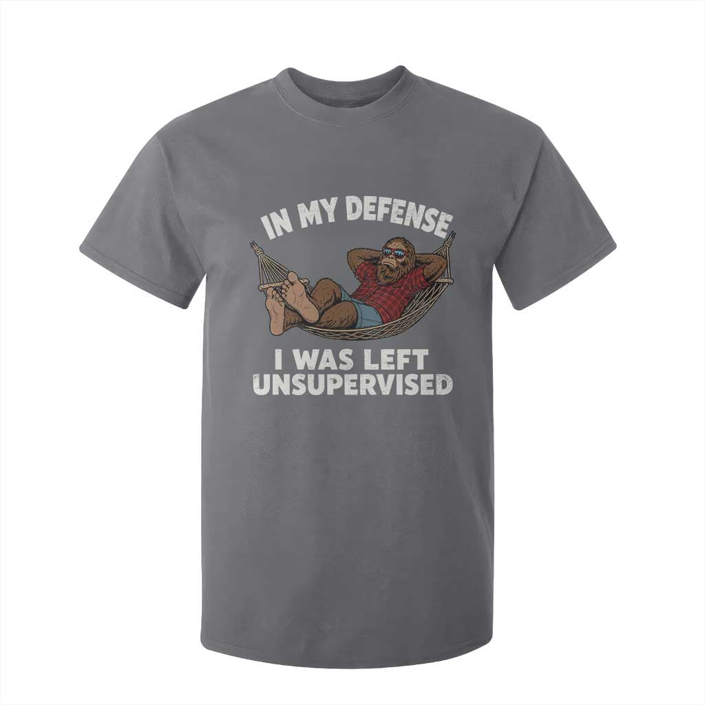 In My Defense I Was Left Unsupervised Funny Bigfoot T Shirt For Kid TS11 Charcoal Print Your Wear