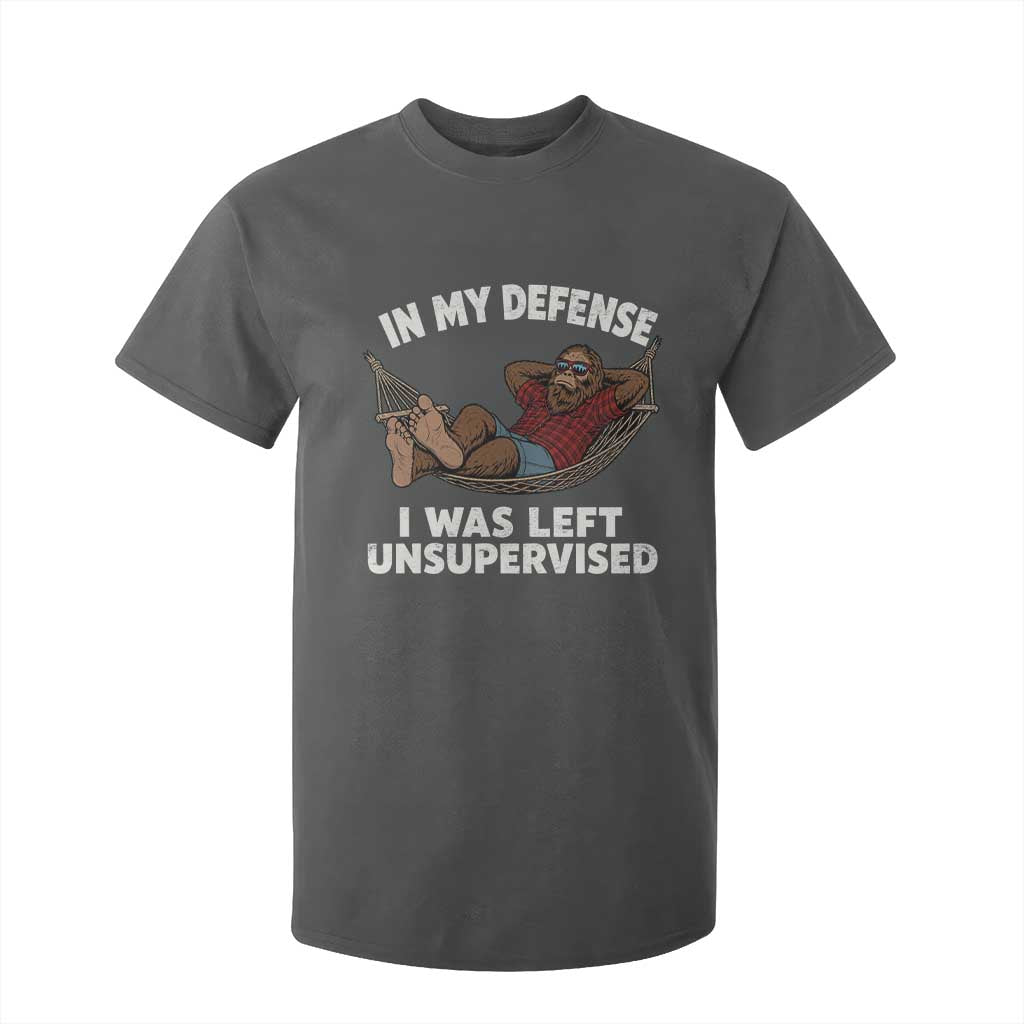 In My Defense I Was Left Unsupervised Funny Bigfoot T Shirt For Kid TS11 Dark Heather Print Your Wear