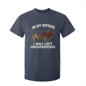 In My Defense I Was Left Unsupervised Funny Bigfoot T Shirt For Kid TS11 Navy Print Your Wear