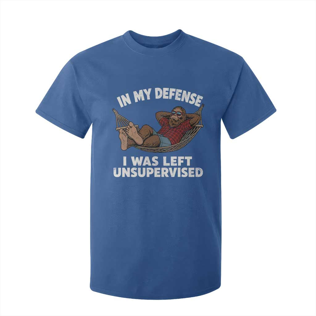 In My Defense I Was Left Unsupervised Funny Bigfoot T Shirt For Kid TS11 Royal Blue Print Your Wear