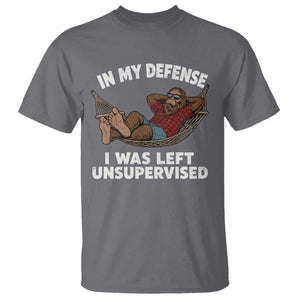 In My Defense I Was Left Unsupervised Funny Bigfoot T Shirt TS11 Charcoal Print Your Wear