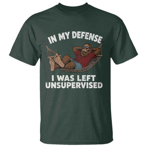 In My Defense I Was Left Unsupervised Funny Bigfoot T Shirt TS11 Dark Forest Green Print Your Wear