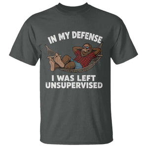 In My Defense I Was Left Unsupervised Funny Bigfoot T Shirt TS11 Dark Heather Print Your Wear