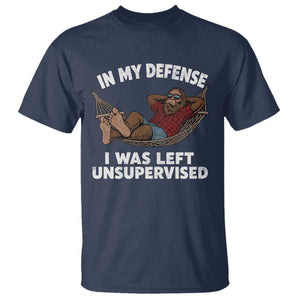 In My Defense I Was Left Unsupervised Funny Bigfoot T Shirt TS11 Navy Print Your Wear